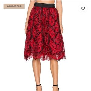 Alexis Lorelei Flare Skirt in Red Lace